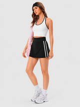 INNOMINT Women's High-Waisted Tennis Skort with Side Stripes