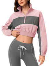 INNOMINT Women's Cropped Half-Zip Windbreaker Jacket